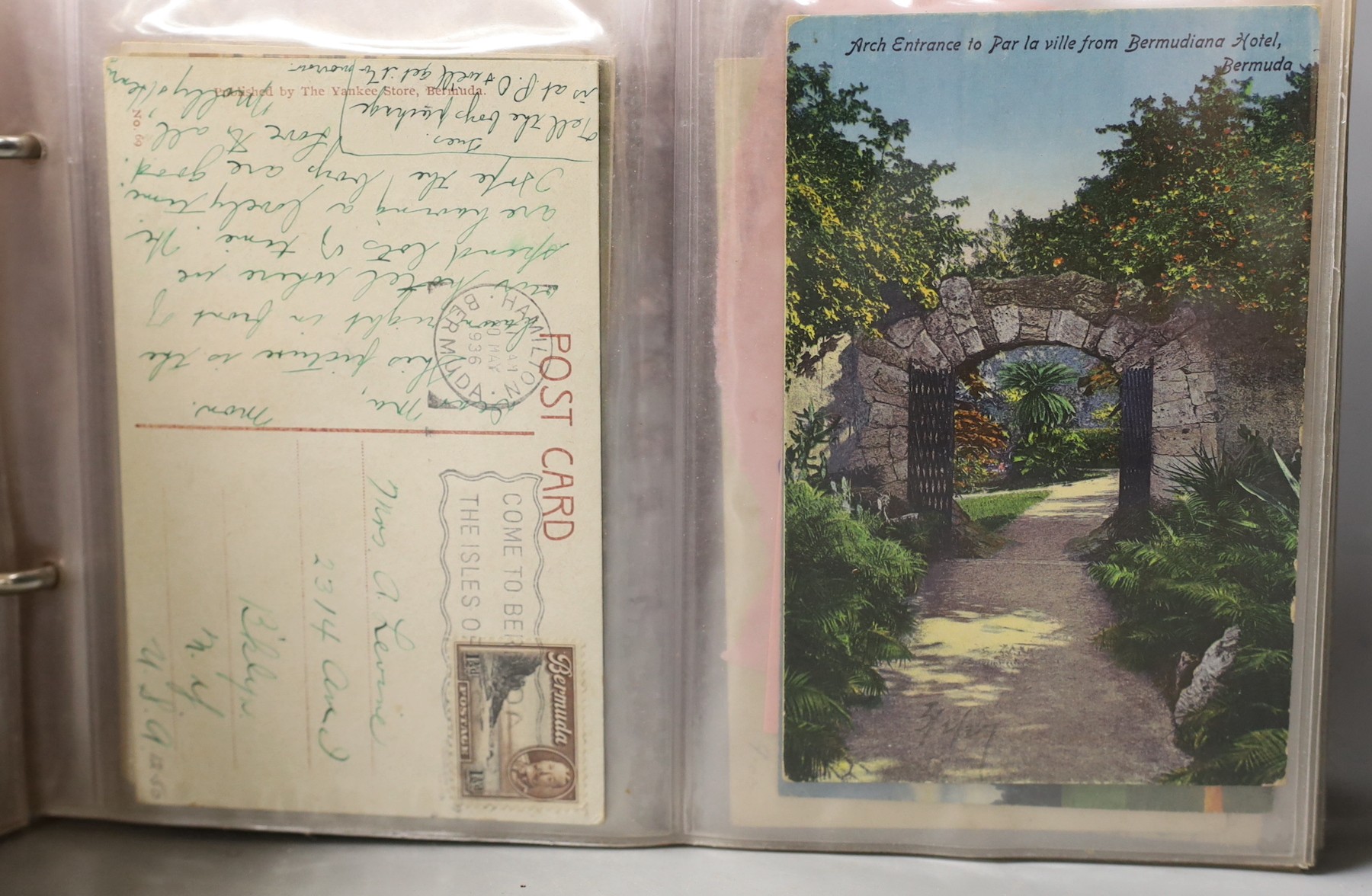 Three albums of early 20th century postcards, views of Bermuda